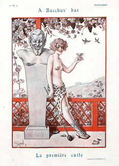 Henry Gerbault 1924 Bacchus Bar, Sexy Girl Topless, Bender