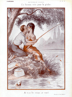 Jean Droit 1931 Fisherwoman Lovingly, Fishing, Topless, Lover