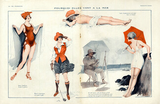 Georges Léonnec 1919 Sexy Girls... Swimmer Bathing Beauty, Painter, Golfer