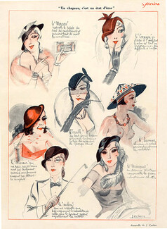 Julien Jacques Leclerc 1929 Fashion Hats...Le Coquin, Le marquis, le Melon...