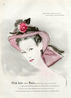 Suzanne Talbot (Millinery) 1947 Pink Hats, Eric