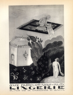 Aux Mille-et-une-nuits 1928 Lithograph "PAN" Paul Poiret, Nizam el-Mulk, Nude Persian
