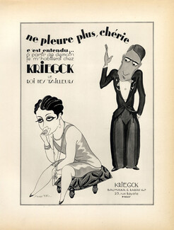 Kriegck Tailor (Men's Fashion) 1928 Caricature, Lithograph PAN Paul Poiret, Pierre Fau