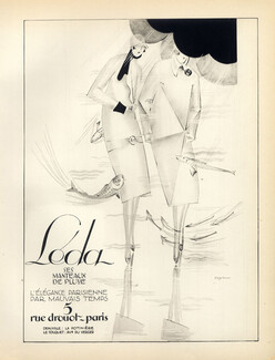 Léda (Raincoat) 1928 Yan Bernard Dyl, Original Lithograph