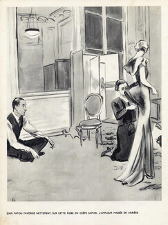 Eric (Carl Erickson) 1934 Mr Jean Patou Portrait, Fitting, Evening Gown