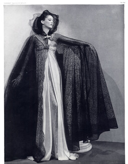 Madeleine Vionnet 1937 Man Ray, Fashion Photography, Lace Cape, Evening Gown