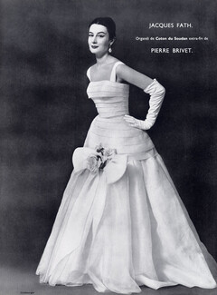 Jacques Fath 1956 Photo Ginsbourger, Evening Gown, Pierre Brivet