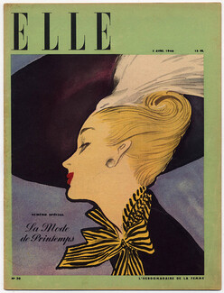 ELLE N°20 du 2 Avril 1946 La Mode de Printemps René Gruau Schiaparelli Balmain Piguet Lelong