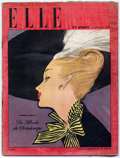 ELLE (Belgique) N°20 du 11 Avril 1946 La Mode de Printemps René Gruau Schiaparelli Balmain Piguet Lelong