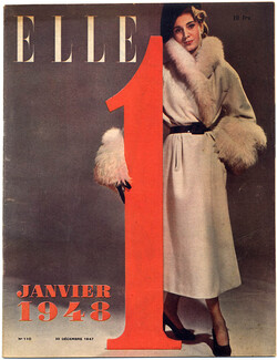 ELLE N°110 du 30 Décembre 1947 Christian Dior Pierre Balmain Marcel Rochas Jacques Fath,, 24 pages