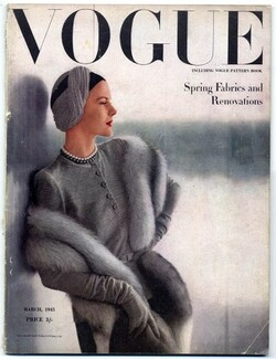 British Vogue March 1945 Roger Descombes, Cecil Beaton, Hermès, Marcel Rochas, Schiaparelli, Colette, 100 pages
