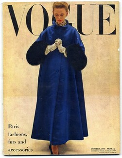 British Vogue October 1947 Paris Fashions, Furs and Accessories