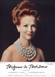Jablonex (Jewels) 1962 Necklace Bijoux de Bohême, Carita Hairstyle
