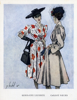 Callot Soeurs & Germaine Lecomte 1945 Louchel Fashion Illustration