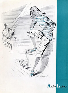 André Ledoux 1947 A.Delmar, Fashion Illustration, Sailor