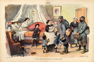 Poulbot 1916 "Nativity" il faut Recommencer c'est Encore une fille! Birth of a Girl Military