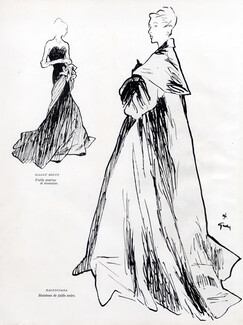 Balenciaga & Maggy Rouff 1947 Evening Dresses, René Gruau