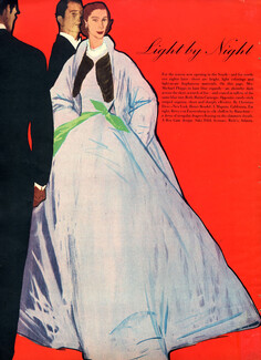 Hattie Carnegie 1951 Evening Dress, Coat, René Gruau
