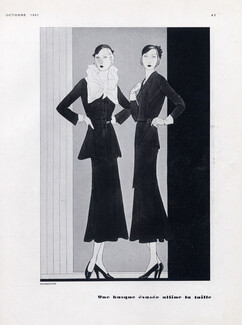 Mainbocher 1931 Suits Fashion Illustration