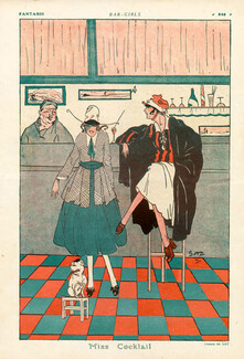 SAT 1916 Bar-Girls, Miss Cocktail, French Bulldog