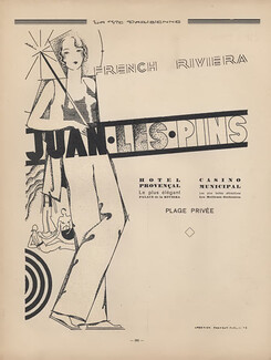 Juan les Pins 1930 French Riviera, Provençal Hotel, Casino...