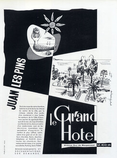 Juan les Pins 1954 Le Grand Hotel, Beach... Mermaid