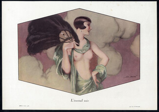 Léo Fontan 1928 L'Eventail Noir - The Black Fan, Topless Elegant
