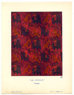 La Jungle, 1920 - Raoul Dufy, Bianchini Férier, Lampas. La Gazette du Bon Ton, n°8 — Planche XL