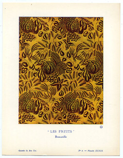 Les Fruits, 1920 - Raoul Dufy, Bianchini Férier, Brocatelle. La Gazette du Bon Ton, n°8 — Planche XXXIX