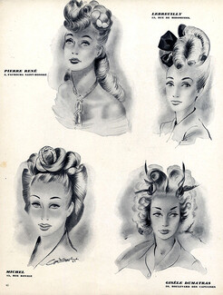 Hairstyle 1945 Lebreuilly, Michel, Gisèle Dumatras