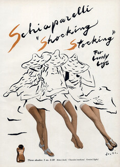 Schiaparelli (Cosmetics) 1943 Three Shades, for Lovely Legs, Vertès