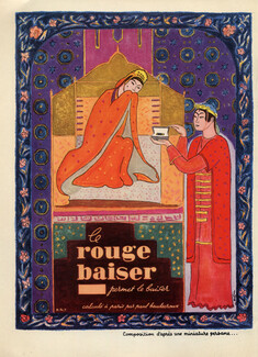 Rouge Baiser 1947 Miniature Persane, Charles Kiffer, Orientalism Oriental