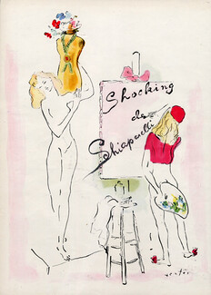 Schiaparelli (Perfumes) 1944 Shocking, Marcel Vertès, Nude Painting