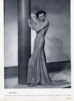 Jenny (Couture) 1937 Lamé argent, La ceinture se termine par une frange