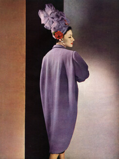 Balenciaga 1947 Fashion Coat, lainage Morelle et fils, Philippe Pottier