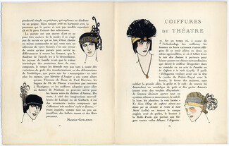 Coiffures de Théâtre, 1912 - Gosé Hats Plumed Helmet Aigrette Gazette du Bon Ton, Texte par Maurice Guillemot, 4 pages