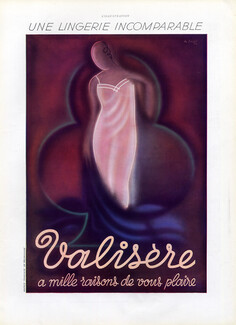 Valisère (Lingerie) 1937 Art Deco, Charles Loupot