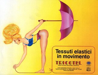 Tricotel (Fabric) 1988 Sexy Girl Pin-up Umbrella