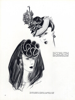Bruyere & Worth 1941 Schompre, Fashion Illustration Hats