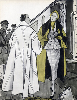 Pierre Louchel 1949 Fashion Illustration, Manteaux, Suit, Train Company