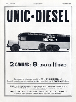 Unic (Cars) 1932 Van Truck Menier Chocolat Publicité
