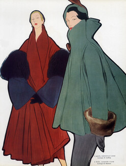 Christian Dior & Jacques Fath 1949 René Gruau Coats