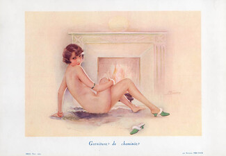 Suzanne Meunier 1929 Garniture de Cheminée - Mantelpiece Ornament, Nude Fireplace