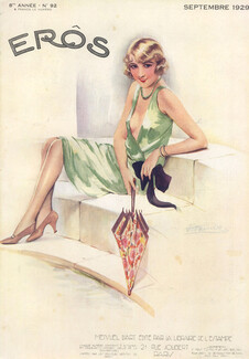 Suzanne Meunier 1929 Eros Cover, Elegant Umbrella