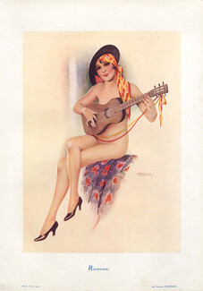 Suzanne Meunier 1929 Ramona, Nude Guitarist, Spanish