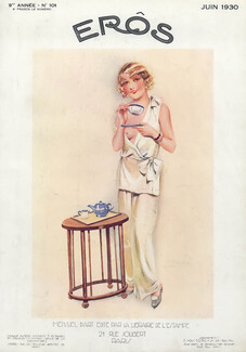 Suzanne Meunier 1930 Juin, Eros cover, Pajamas, Tea