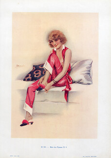 Suzanne Meunier 1930 Série des Pyjamas N°4, Pajamas Lingerie Sexy Charm