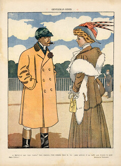 Touraine 1908 Gentleman-Rider, Elegant, Fashion Illustration