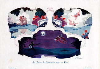 Fournier 1929 La Leçon de Grammaire dans un Parc, Amour, Delice, Orgue