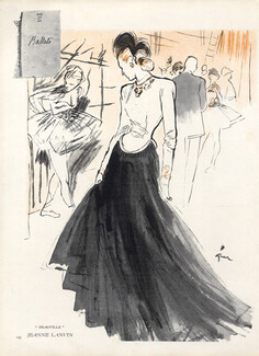 Jeanne Lanvin 1946 Evening Dress, René Gruau